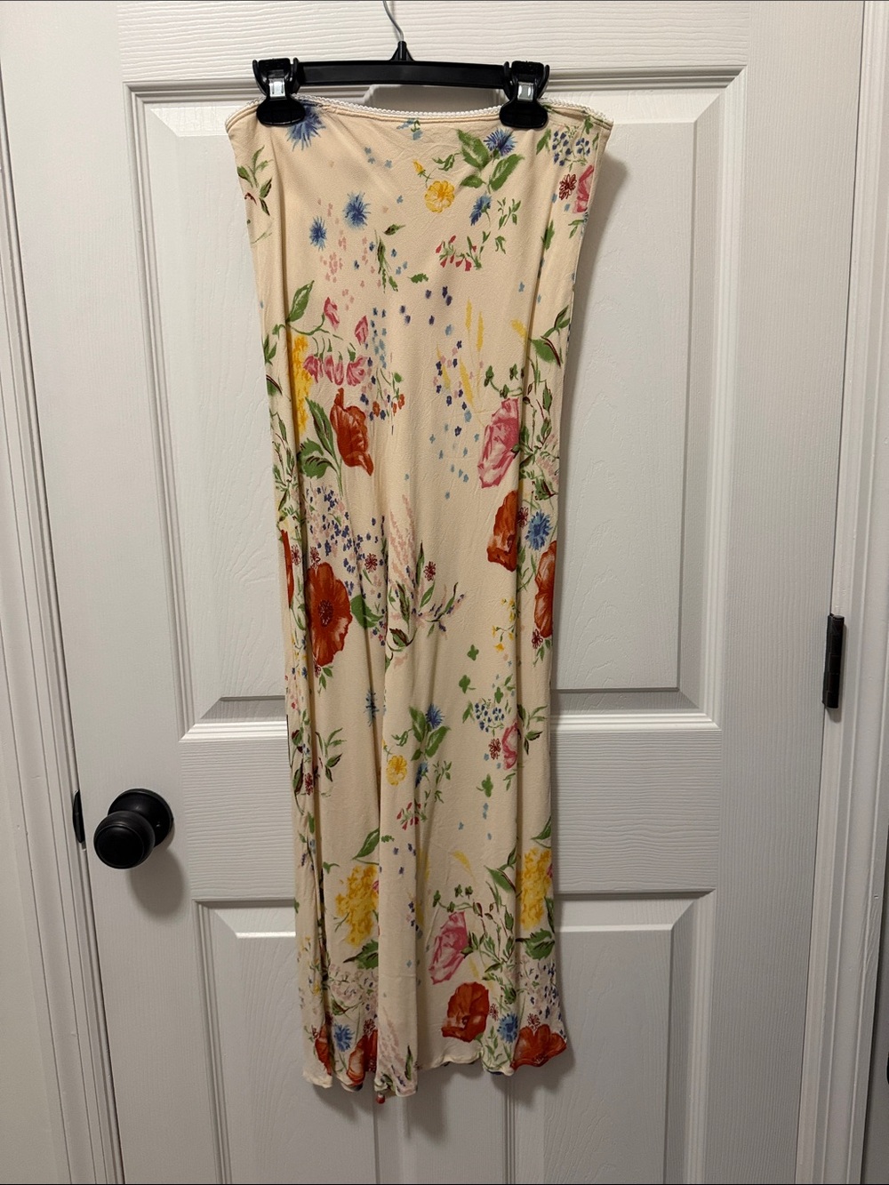 Reformation Cream Floral Midi Skirt